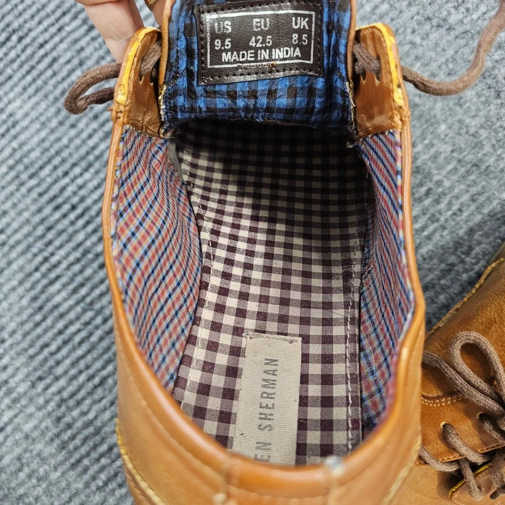 Ben Sherman Oxford Mens 9.5 Tan Cap Toe Lace Up Casual Dress Shoes Classic Mod